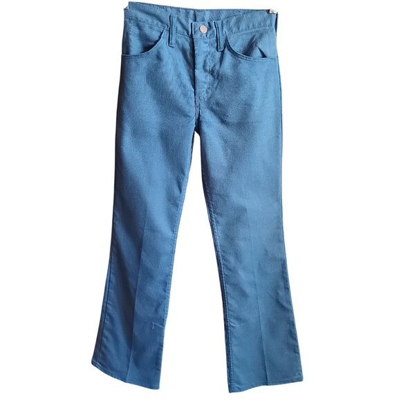 26x32 True Vintage Wrangler Tiel Blue Jeans 1970's Bootcut Hippie Cowboy Twill - Picture 1 of 7